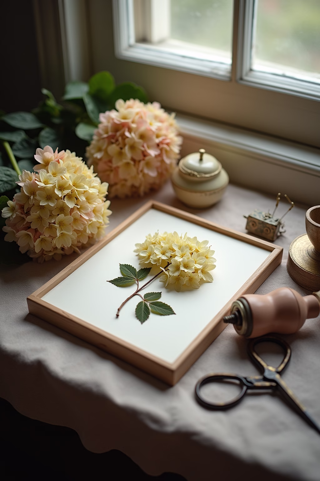 einfache deko mit hortensien outline 7