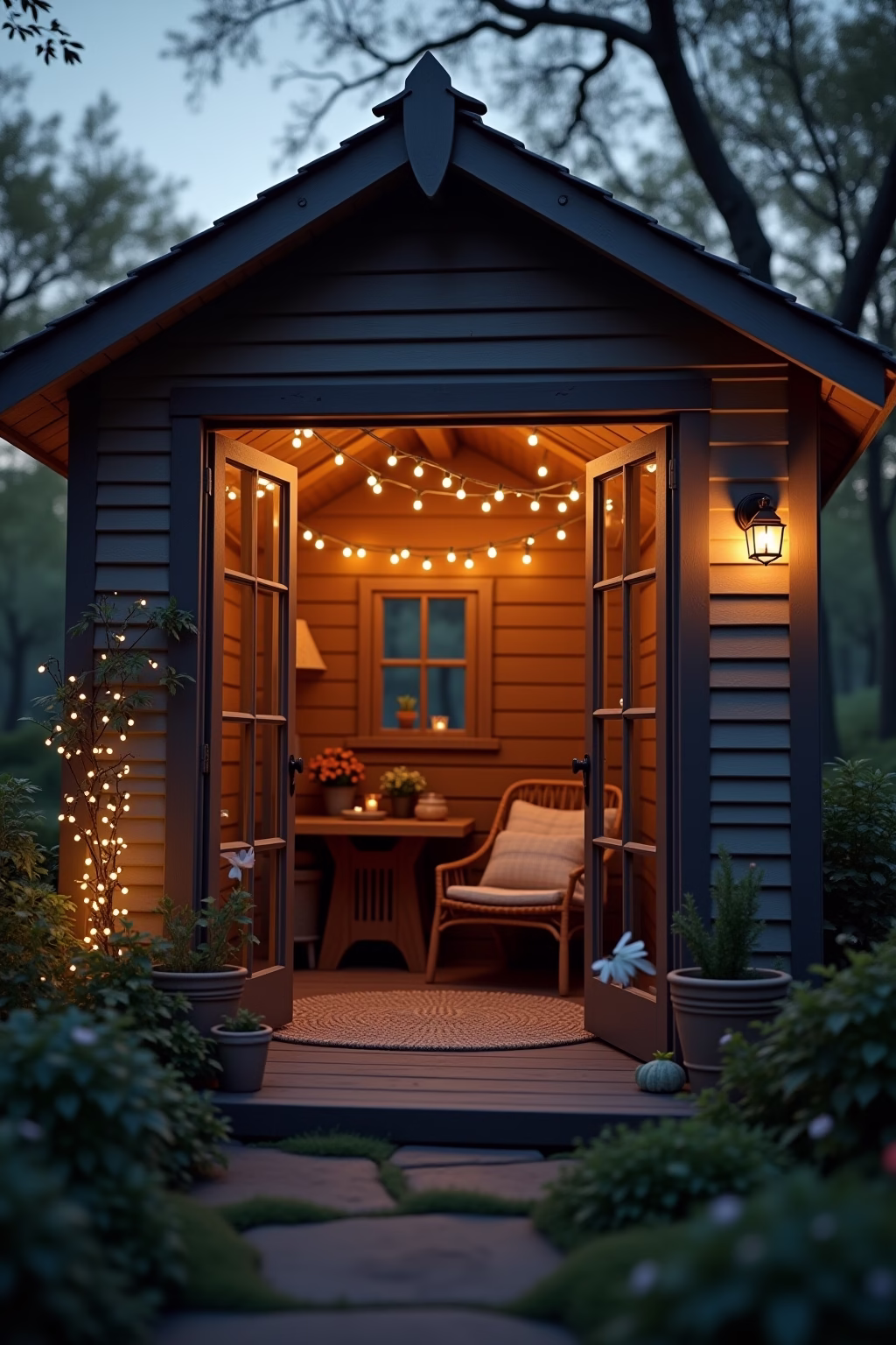 kleine gartenlaube einrichten outline 7