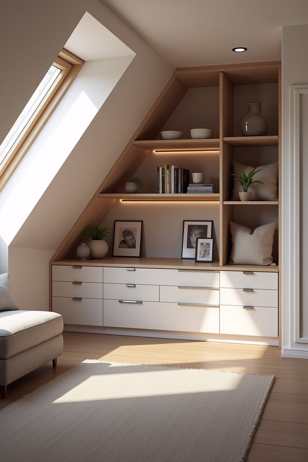 kleines wohnzimmer mit dachschraege einrichten outline 5