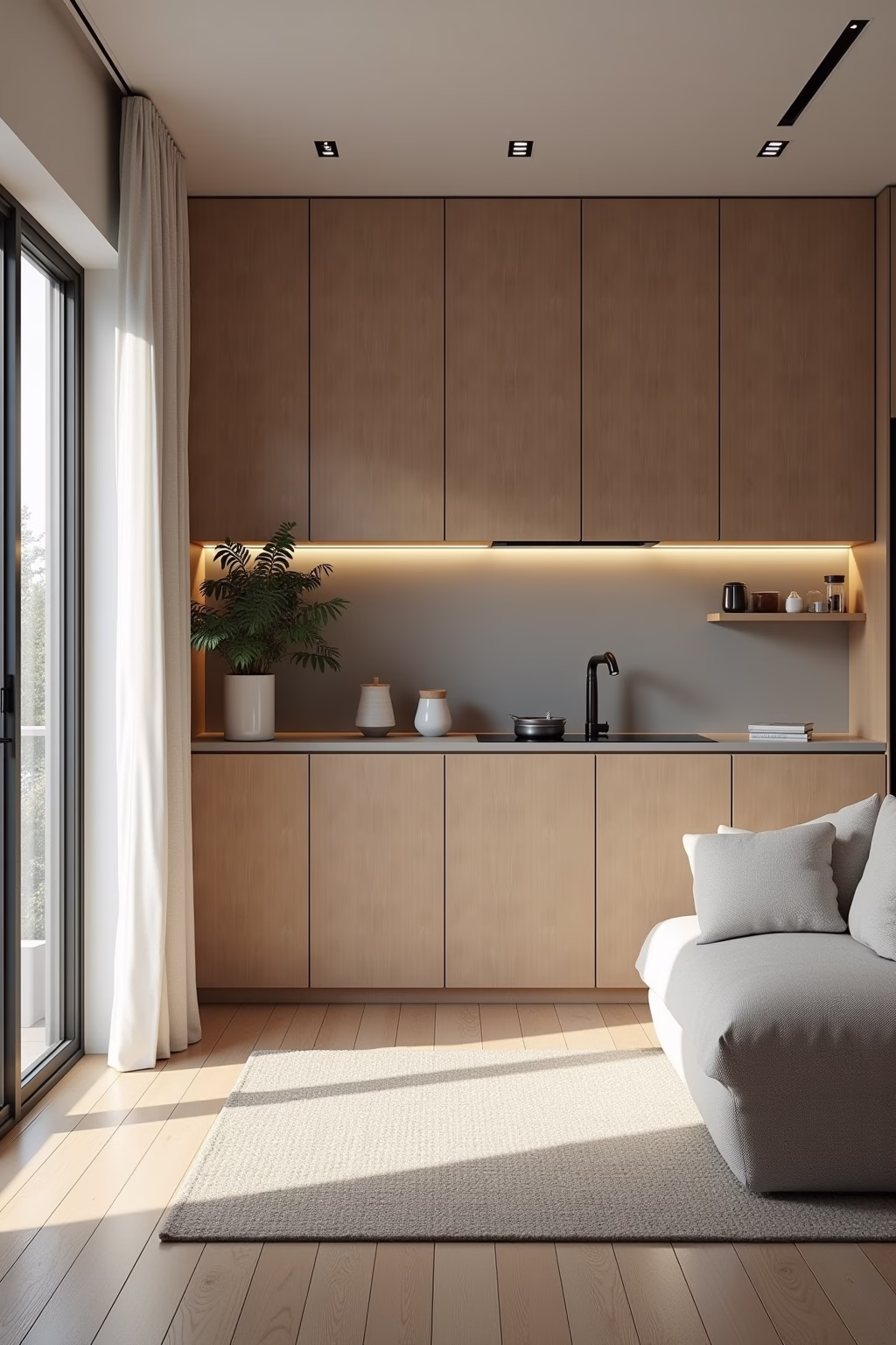 kleines wohnzimmer mit offener kueche einrichten outline 7