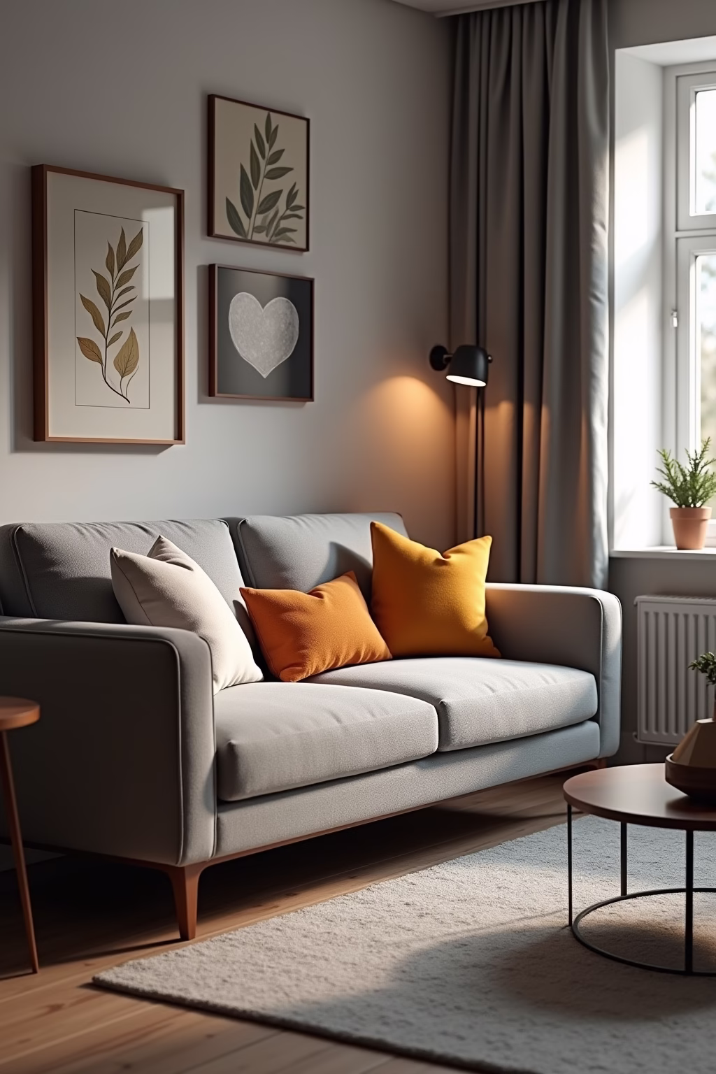 wohnzimmer mit grauer couch einrichten outline 4