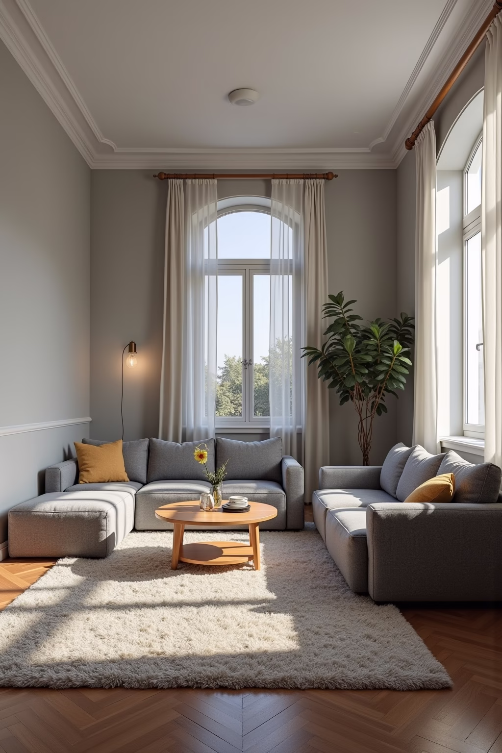 wohnzimmer mit grauer couch einrichten outline 6